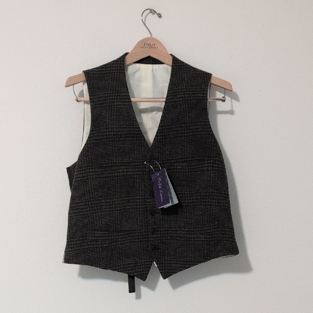 Ralph Lauren Purple Label Charcoal and Ivory Vest